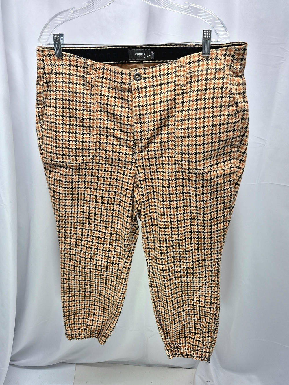 NWOT Torrid 18S Orange Houndstooth High Rise Jogger Pants Preppy Smart Casual